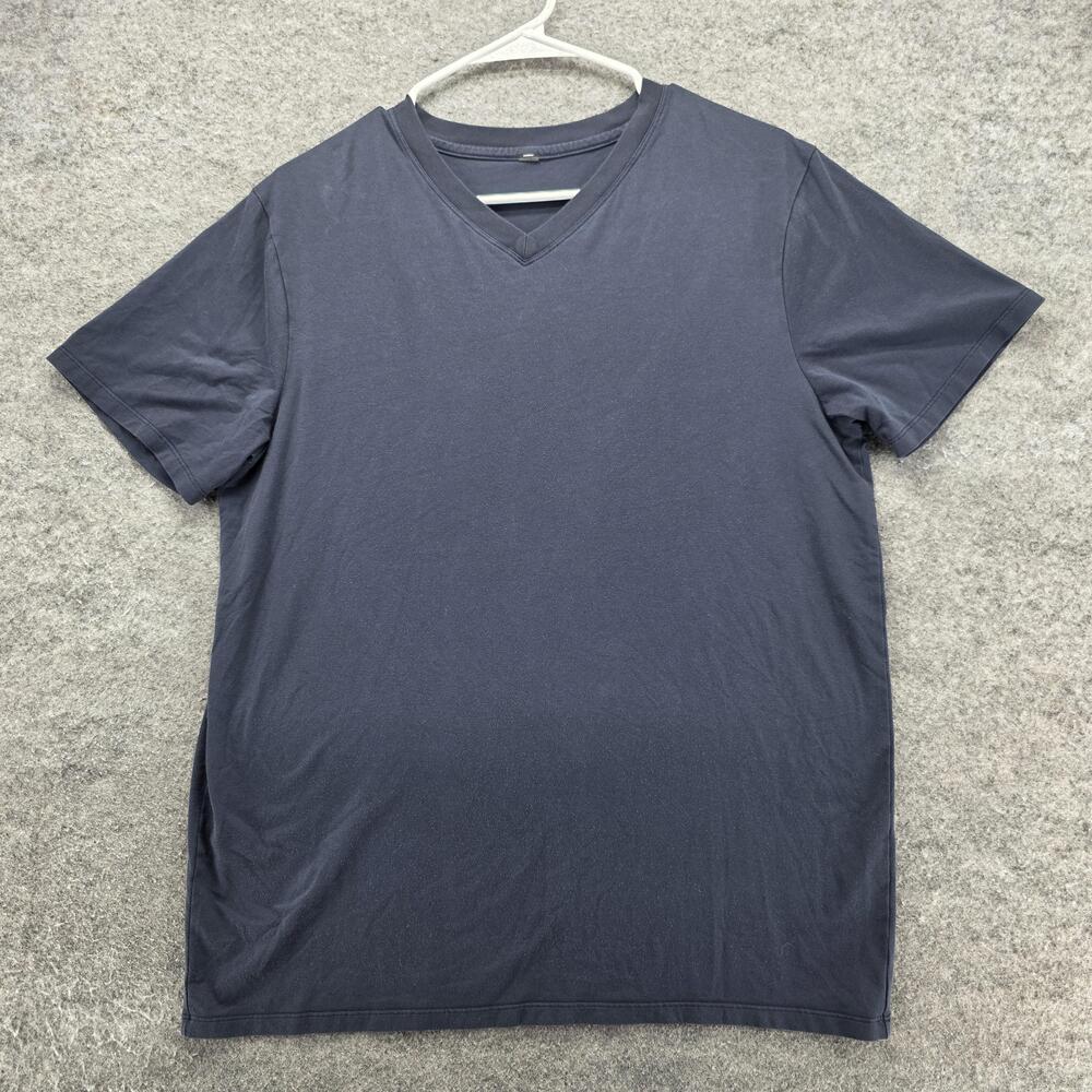 Lululemon Shirt Mens Extra Large Navy Blue V Neck Athletic Tee Logo Performance